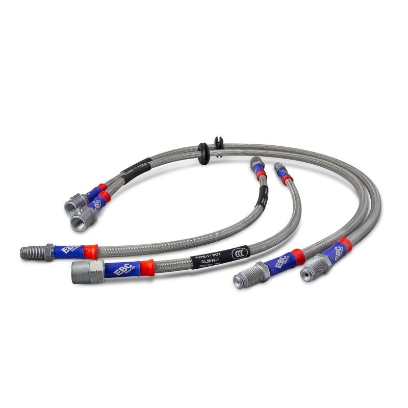 Ford Mustang Brake Line Kit - Front + Rear - EBC - Stainless Steel - `15-`27