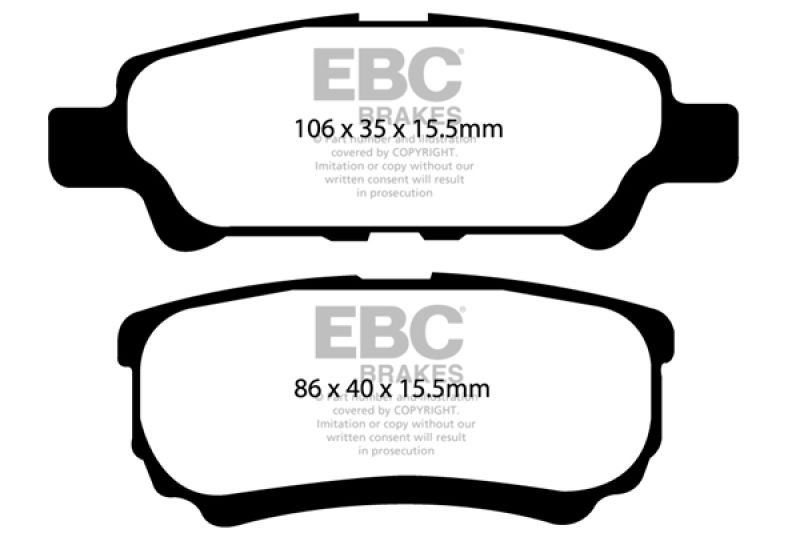 Chrysler 200 Brake Pads - Rear - EBC - Greenstuff 2000 Series Sport - `11-`14