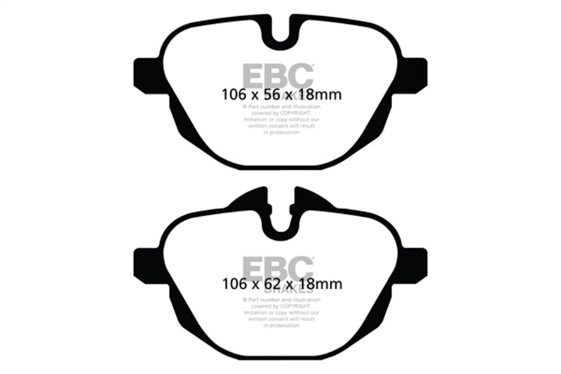 BMW X3 Brake Pads - Rear - EBC - Greenstuff 2000 Series Sport - `11-`27