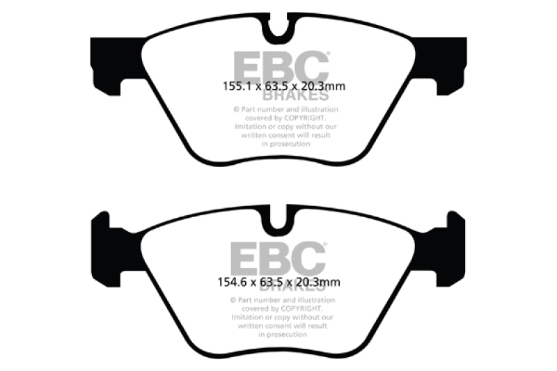 BMW 528 Brake Pads - Front - EBC - Greenstuff 2000 Series - `11-`27