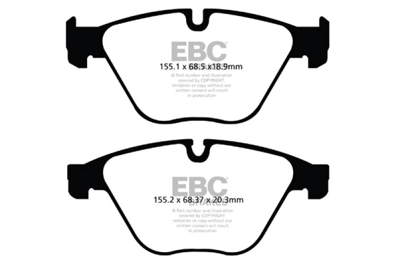 BMW 535i Brake Pads - Front - EBC - Greenstuff 2000 Series Sport - `10-`27