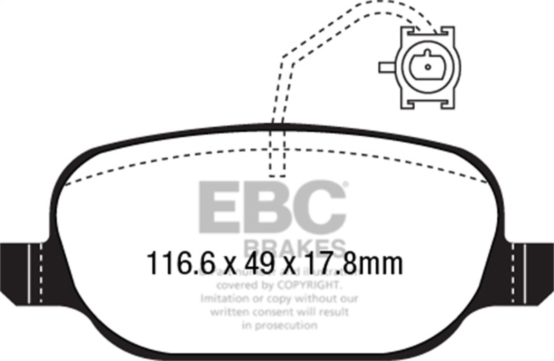 Alfa Romeo 4C Brake Pads - Rear - EBC - Greenstuff 2000 Series Sport - `14-`27