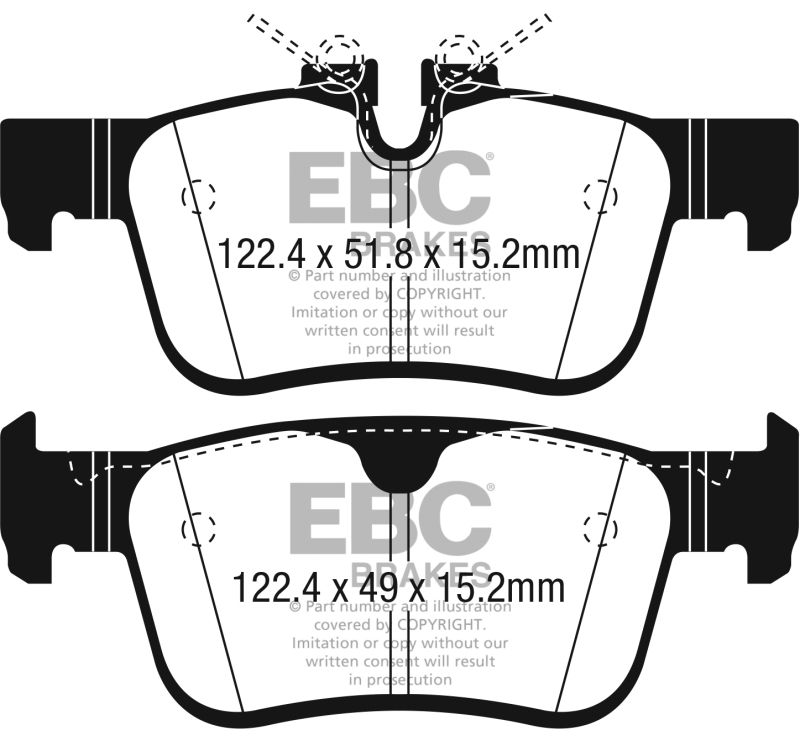 Volvo S90 Brake Pads - Rear - EBC - Greenstuff 2000 Series Sport - `17-`27