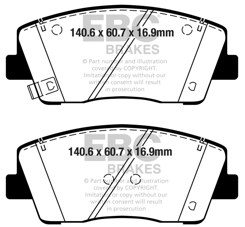 Genesis G70 Brake Pads - Front - EBC - Greenstuff 2000 Series - `19-`27