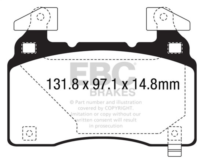 Tesla Model S Brake Pads - Front - EBC - Greenstuff 2000 Series Sport - `12-`27
