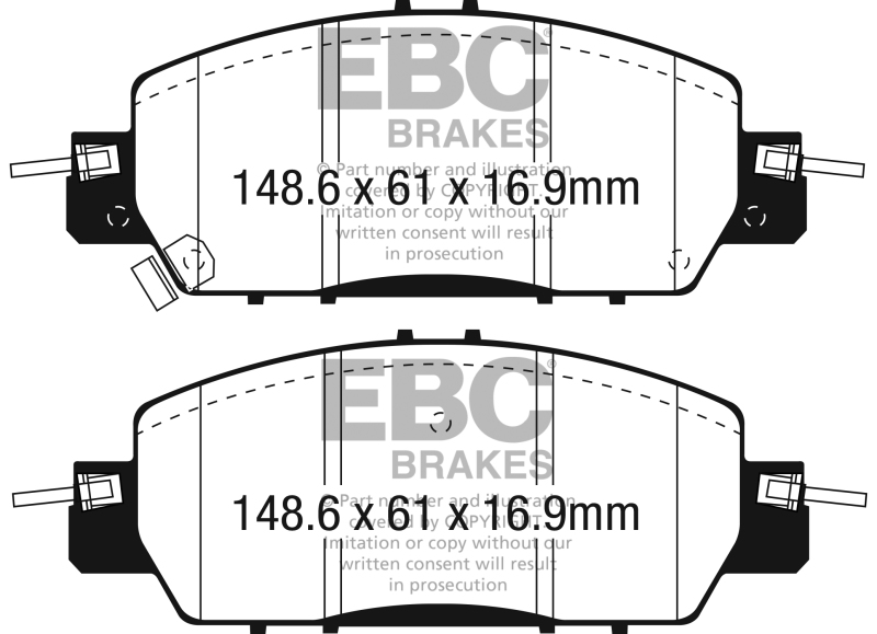Honda Accord Brake Pads - Front - EBC - Greenstuff 2000 Series - `16-`27