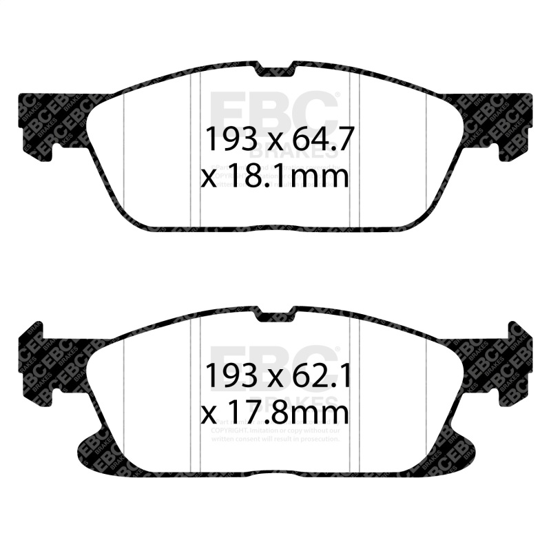Ford Edge Brake Pads - Front - EBC - Greenstuff 2000 Series - `19-`27