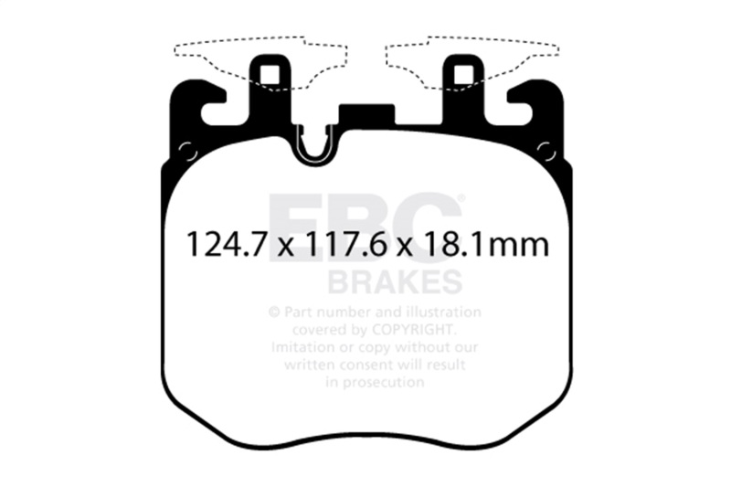 BMW X6 Brake Pads - Front - EBC - Redstuff Ceramic Low Dust - Red - `20-`27