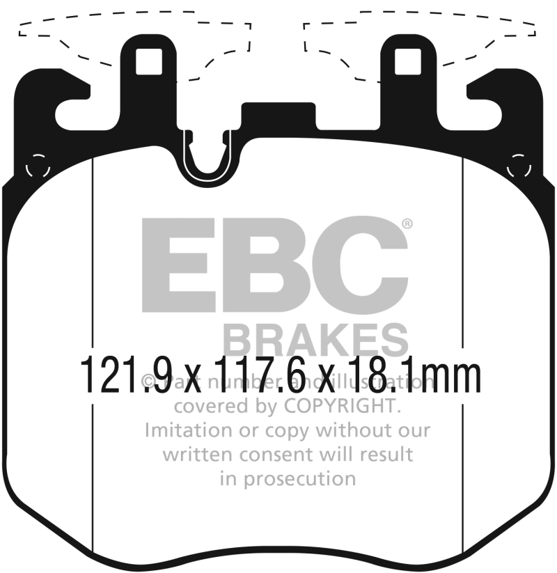 BMW X6 Brake Pads - Front - EBC - Redstuff Ceramic Low Dust - Red - `20-`27