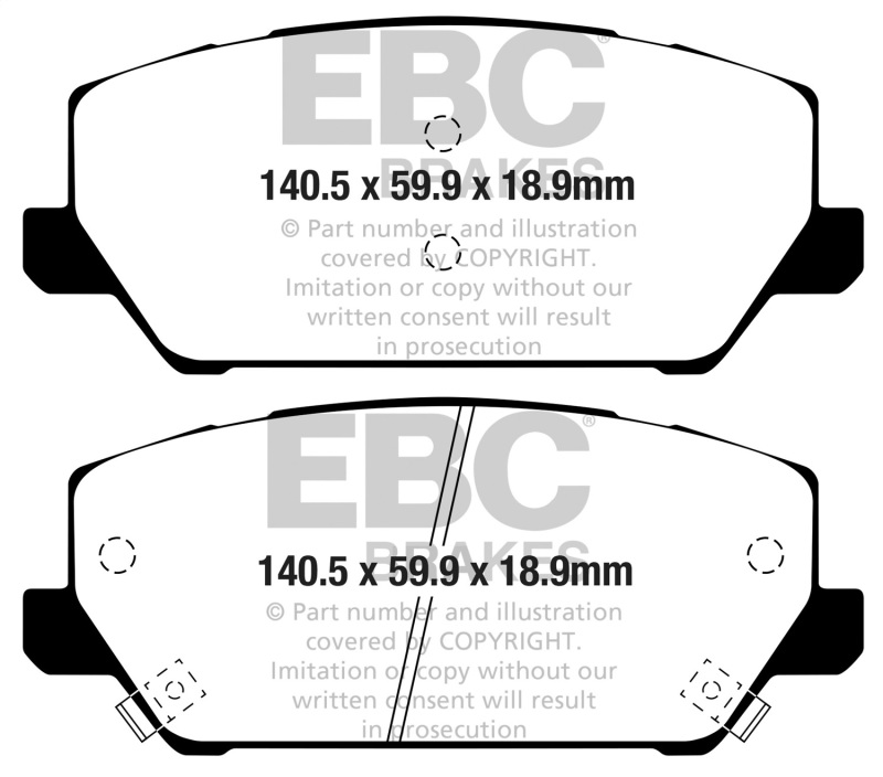 Hyundai Veloster Brake Pads - Front - EBC - Redstuff Ceramic - `19-`27