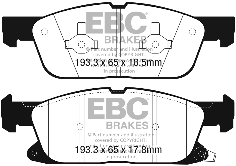 Lincoln Continental Brake Pads - Front - EBC - Redstuff - `16-`27