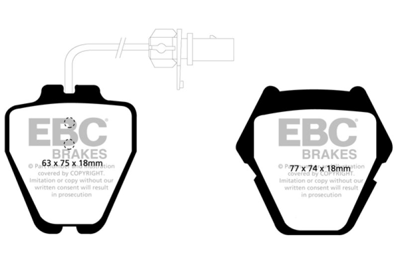 Audi A6 Quattro Brake Pads - Front - EBC - Yellowstuff - `99-`01 Audi A6 Quattro Brake Pads - Front - EBC - Yellowstuff - `99-`01