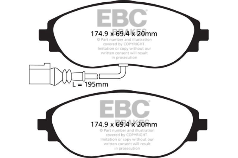 Audi S3 Brake Pads - Front - EBC - Yellowstuff - `14-`20 Audi S3 Brake Pads - Front - EBC - Yellowstuff - `14-`20