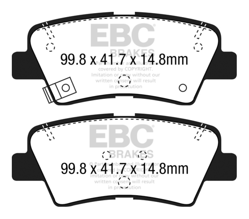Hyundai Elantra GT Brake Pads - Rear - EBC - Yellowstuff - `12-`27