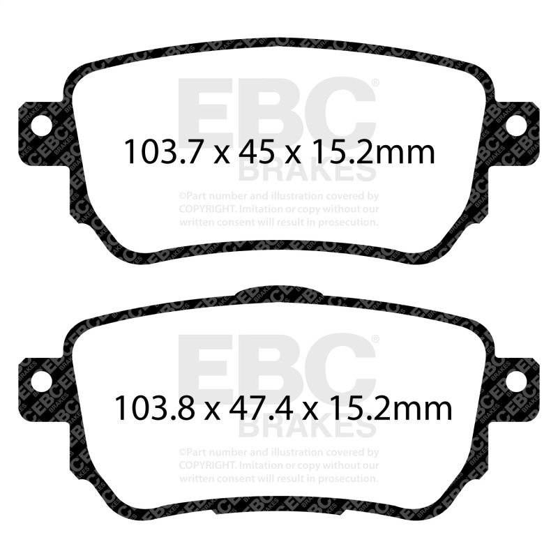 Nissan Rogue Sport Brake Pad Set - Rear - EBC - Yellowstuff - `21-`27