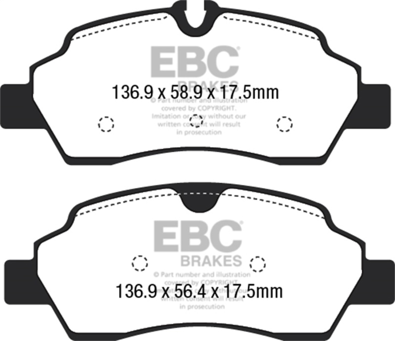 Ford Transit Brake Pads - Rear - EBC - Yellowstuff - `15-`27