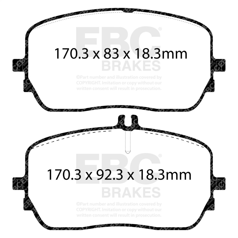 Mercedes-Benz GLE450 Brake Pads - Front - EBC - Yellowstuff - Yellow - `20-`27
