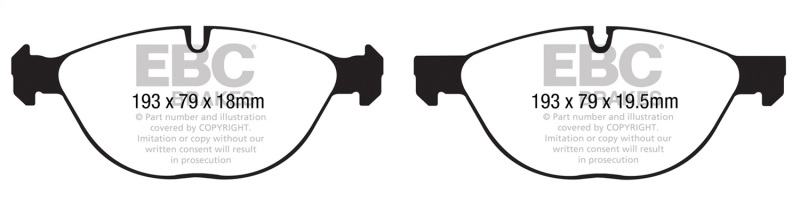 BMW X5 Brake Pads - Front - EBC - Greenstuff - `10-`14