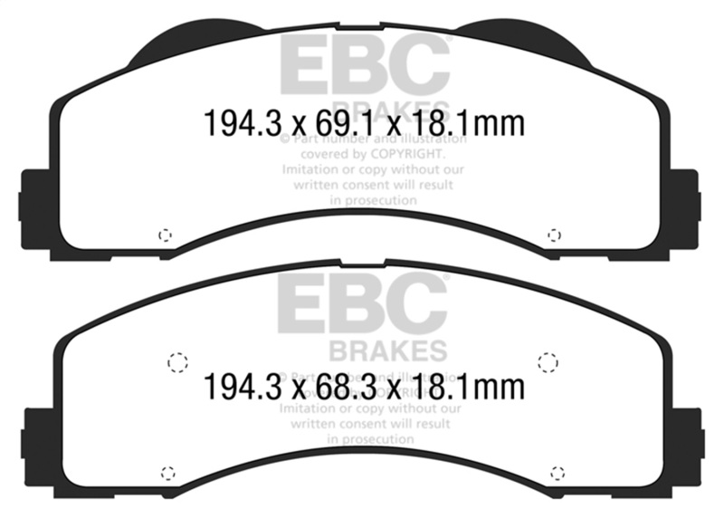 Ford F150 Brake Pad Set - Front - EBC - Greenstuff 6000 Series - `15-`27