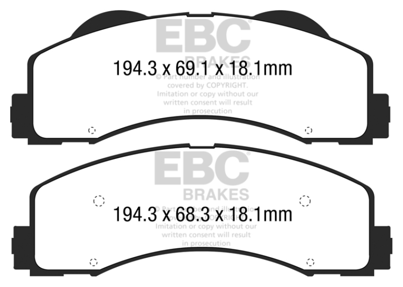 Ford F150 Brake Pads - Front - EBC - Extra Duty - `15-`27