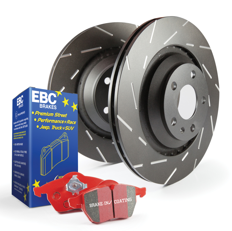 Lotus Elise Brake Kit - Front - EBC - USR Slotted Rotors + Redstuff Pads - Black - `11-`27
