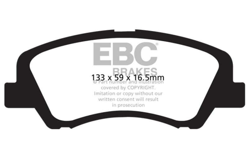 Hyundai Accent Brake Pads - Front - EBC - Ultimax2 - Black - `12-`27