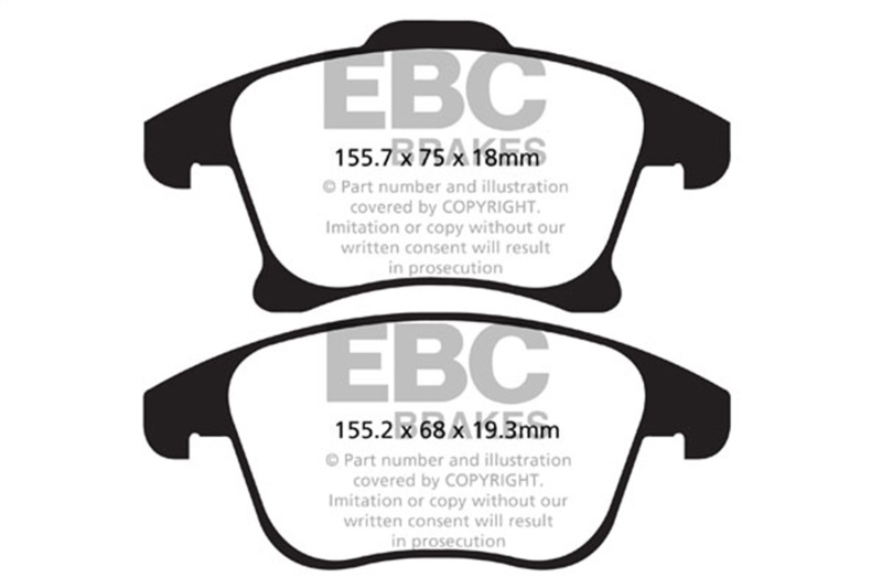 Ford Fusion Brake Pads - Front - EBC - Ultimax2 - Black - `13-`27