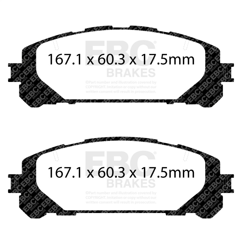 Toyota Highlander Brake Pads - Front - EBC - Ultimax2 - Black - `20-`27