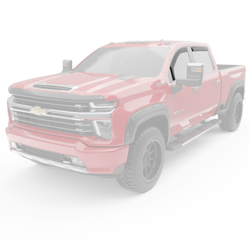 Chevrolet 1500 Crew Cab Wind Deflectors - Front + Rear - EGR - In-Channel Style - Matte Black - `19-`25