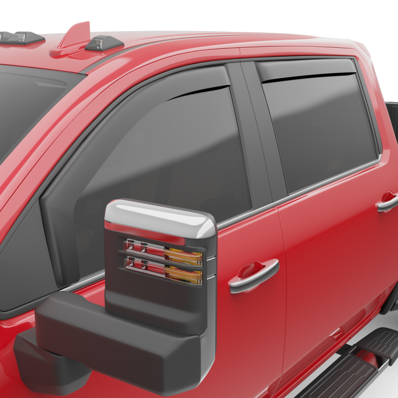 Chevrolet 1500 Crew Cab Wind Deflectors - Front + Rear - EGR - In-Channel Style - Matte Black - `19-`25