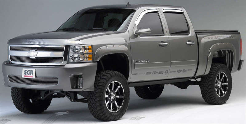 Chevrolet Silverado Fender Flares - Front + Rear - EGR - Bolt-On Series Premium with Stainless Accent Bolts - Black - `07-`13