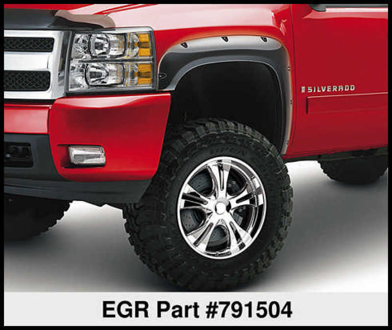 Chevrolet Silverado Fender Flares - Front + Rear - EGR - Bolt-On Series Premium with Stainless Accent Bolts - Black - `07-`13