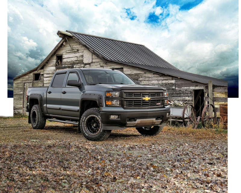 Chevrolet Silverado 1500 Fender Flares - Front + Rear - EGR - Bolt-On Look, Premium Series - Black - `14-`18