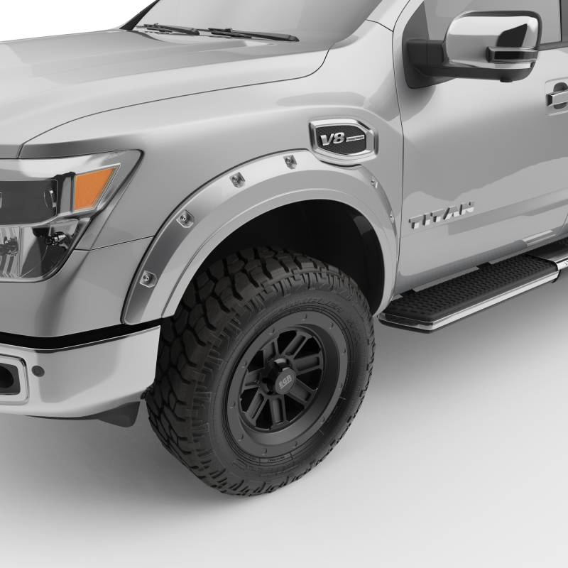 Nissan Titan XD Fender Flares - EGR - Bolt-On Look Color Match - Liquid Platinum Metallic - `16-`27