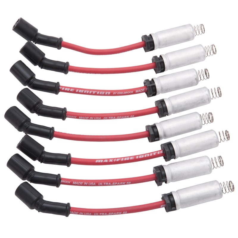 Chevrolet Small-Block Gen III LS1 Spark Plug Wire Set - Edelbrock - Max-Fire Ultra-Spark 50 - Red - `99-`15