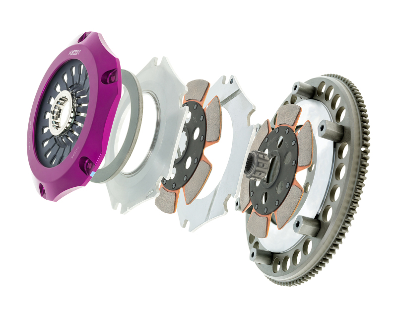 Mitsubishi Evolution Clutch Kit - Exedy - Hyper Compe-R Twin Cerametallic Clutch; Rigid Disc; Pull Type Cover - `08-`15