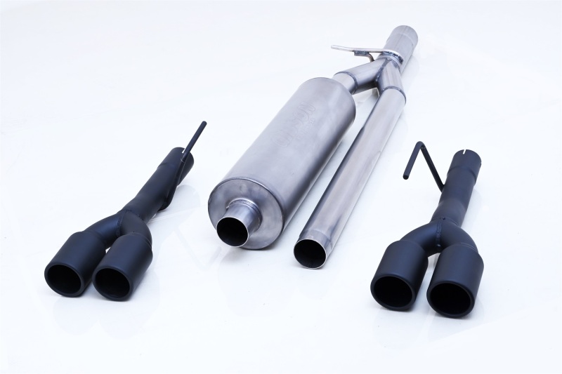 GMC 1500 Performance Exhaust - Dual Split - Gibson - Cat Back + Stainless Steel Black Ceramic Coated Tips - Black - `24-`27 GMC 1500 Performance Exhaust - Dual Split - Gibson - Cat Back + Stainless Steel Black Ceramic Coated Tips - Black - `24-`27