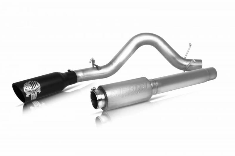 Ford F-150 SVT Raptor Performance Exhaust - Gibson - Patriot Skull Series Cat-Back, Single Exit, Stainless - Black - `17-`20