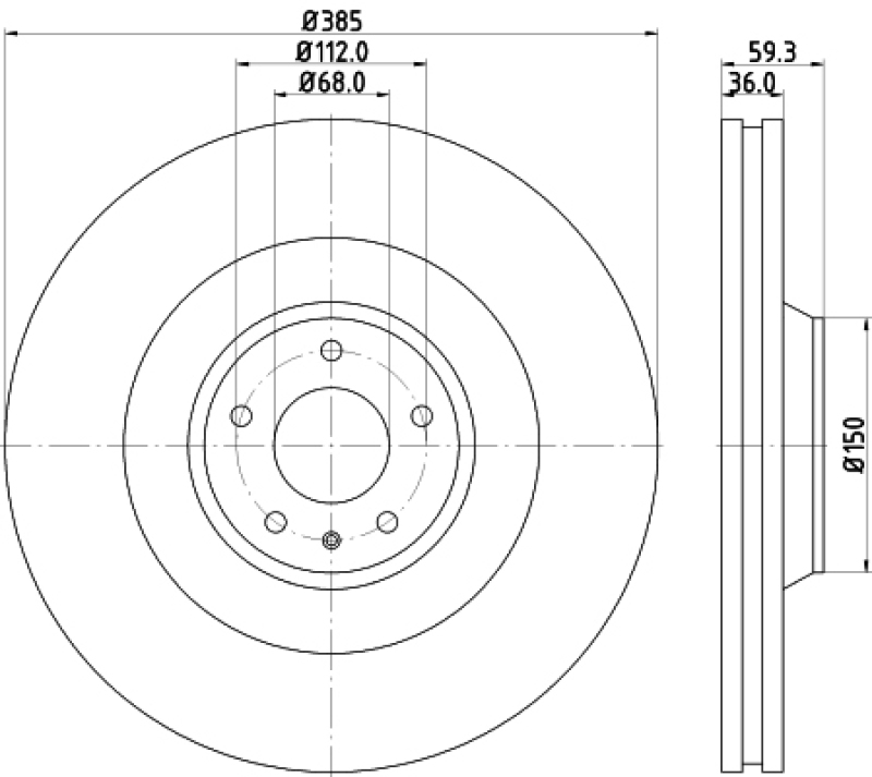 Audi A8 Brake Rotor (1) - Front - Hella - High Carbon - `05-`09