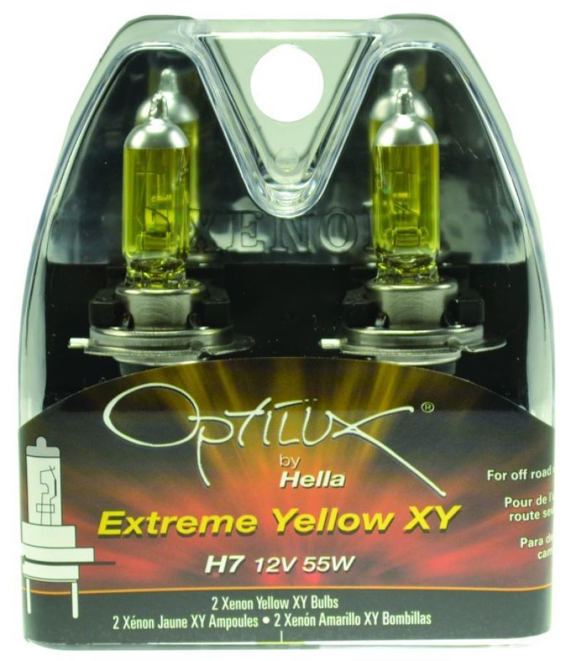 Volkswagen Passat Headlight Bulb Set - Hella - Optilux H7 12V/55W XY - Xenon Yellow - `98-`01