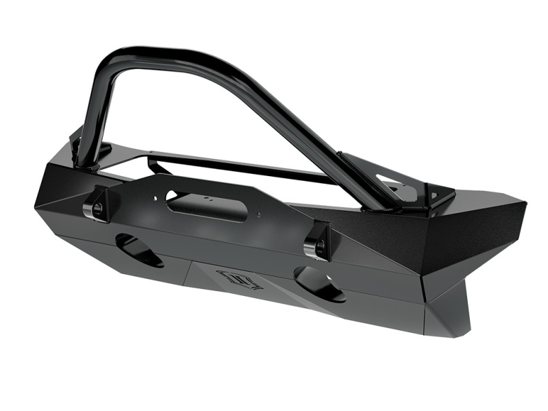 Jeep Wrangler Bumper - Front - ICON - Pro Recessed with Impact Bar & Tabs - Textured semi-gloss black - `18-`27