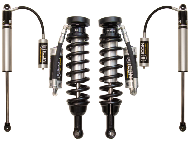 Ford Ranger T6 Suspension Lift Kit - Front + Rear - ICON - Stage 2, 2.5” Remote Reservoir Coilovers, ICON-engineered Eibach Springs, 2.0 Aluminum Series Rear Shocks - `11-`27
