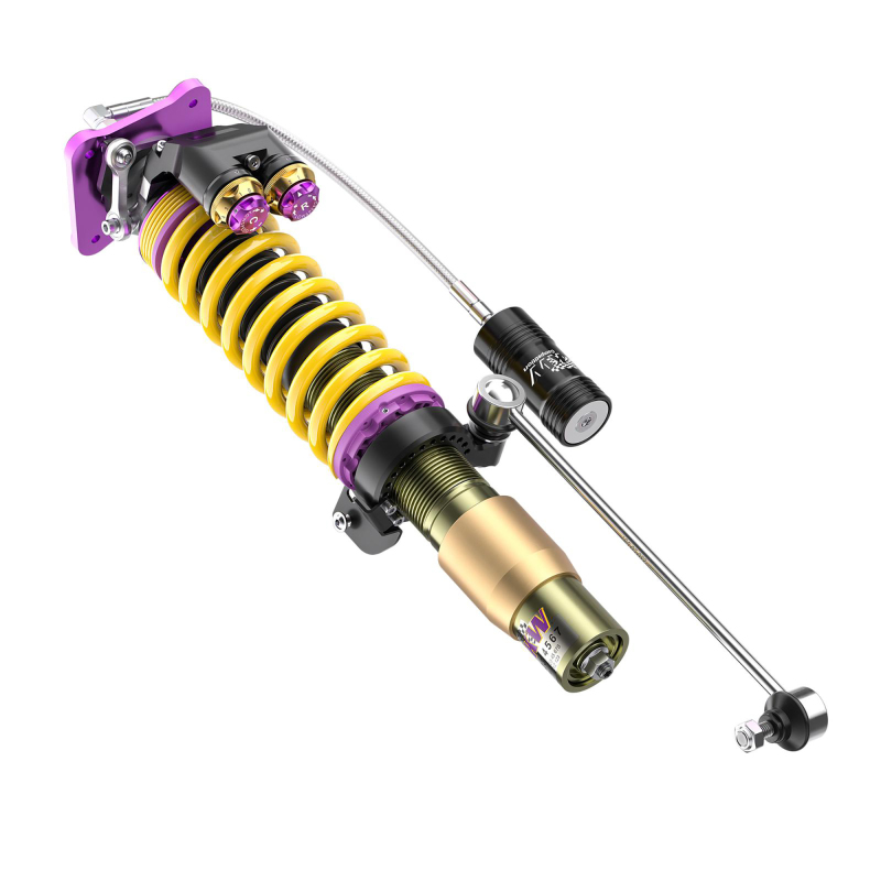 BMW M2 Coilover Suspension Kit - Front + Rear - KW - V5 Clubsport 4-Way Adjustable (TTSP Solid Piston) with aluminum top mounts - Purple - `23-`27