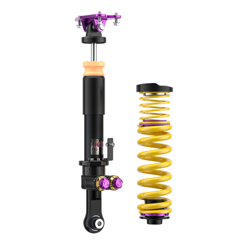 BMW M3 Coilover Suspension Kit - Front + Rear - KW - V5 Clubsport 4-Way Adjustable (TTSP Solid Piston) with aluminum top mounts - Purple - `21-`27