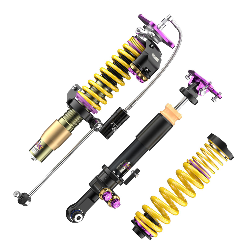 BMW M4 Coilover Suspension Kit - Front + Rear - KW - V5 Clubsport 4-Way Adjustable (TTSP Solid Piston) with aluminum top mounts - Purple - `21-`27