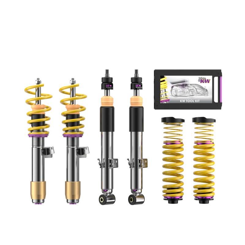 BMW M3 Coilover Suspension Kit - Front + Rear - KW - V3 (Height Adjustable, Independent Compression & Rebound, TVR-A/TVC-A, Inox-Line Stainless Steel) - `21-`27