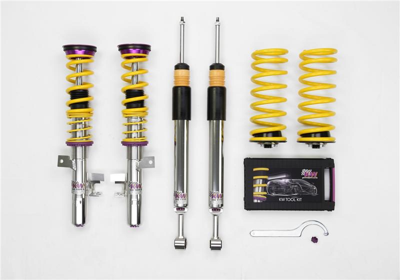 Ford Focus Coilover Suspension Kit - KW - V3, TVR-A/TVC-A, Inox-Line Stainless Steel, Height Adjustable, Independent Compression & Rebound - `13-`18