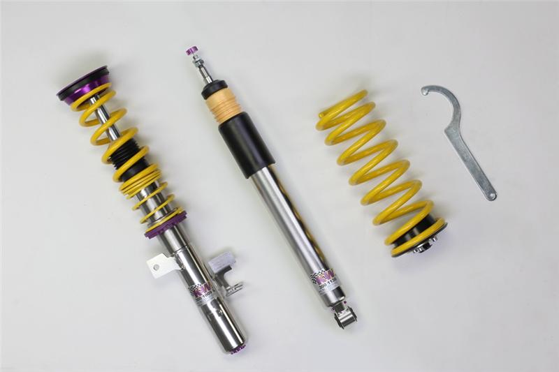 Ford Focus Coilover Suspension Kit - KW - V3, TVR-A/TVC-A, Inox-Line Stainless Steel, Height Adjustable, Independent Compression & Rebound - `13-`18