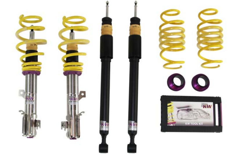 Ford Fiesta Coilover Suspension Kit - KW - V3, Adjustable Rebound and Compression - `14-`19