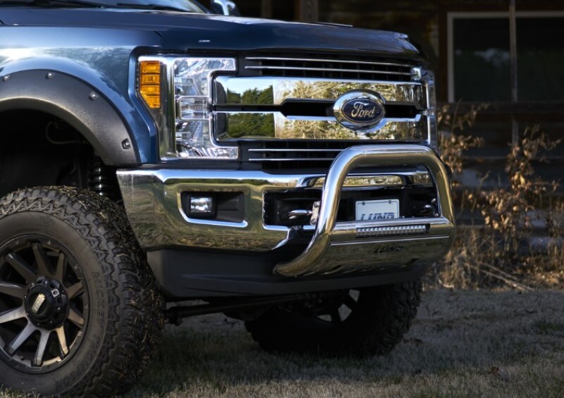 Ford F-250 Super Duty Bull Bar - Front - LUND - 3.5in Oval with integrated 20in LED Light Bar - Polished - `17-`27